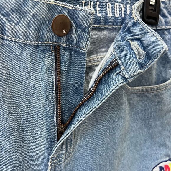 Cotton On the boyfriend jeans patch work light denim size 4 - Picture 9 of 16